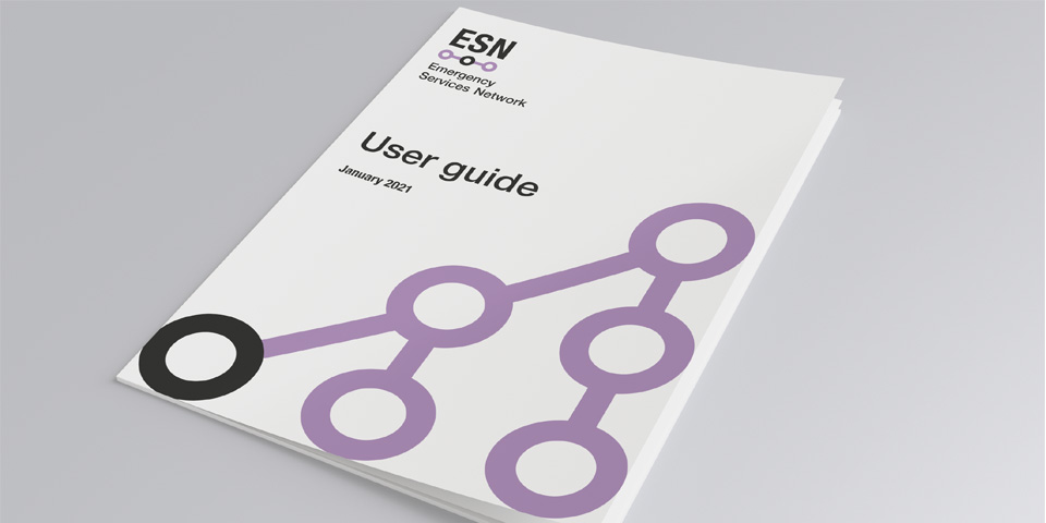 A user guide showing how the new brand was applied to printed materials from the ESN.
