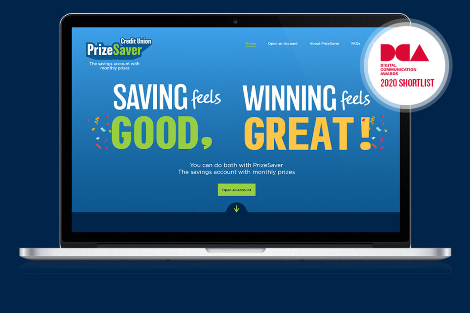 Prize Saver website with DCA Shortlist logo